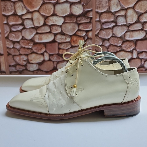 Vintage Mauri Mens Genuine Ostrich Leather Lace Up Oxford Shoe